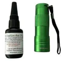 glaslijm 20 gram dun met 12 led uv lampje