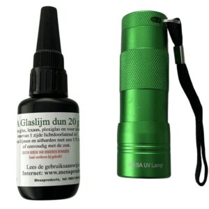 glaslijm 20 gram dun met 12 led uv lampje