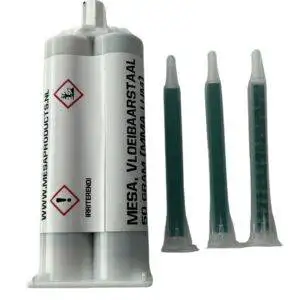 metaal lijmen doe je met vloeibaarstaal, 50 gram en 3 mengtuiten